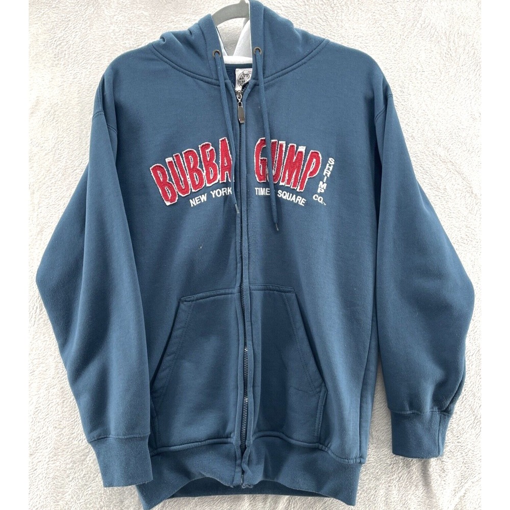 Bubba Gump Shrimp Co Jacket Mens Sz M Full Zip Hoodie Blue Long Slv Sweatshirt